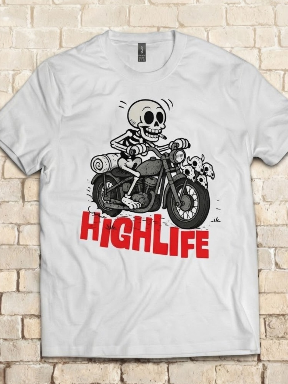 GILDAN Motorcycle Graphic Tee - White